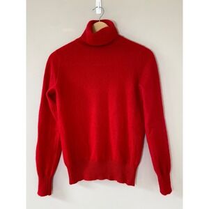 Neiman Marcus Red 100% Cashmere Turtleneck Sweater Womens Medium Roll Neck Knit